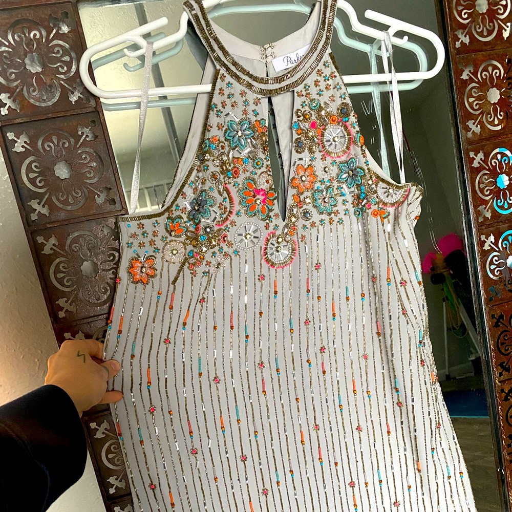 Floral beaded handmade dress- too small for me, never worn tag is still attached